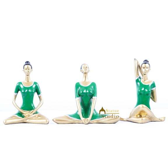 StatueStudio Yoga Lady Statue Handicraft Showpiece 3 Different Yoga Posture Lady Figurine for Living Room, Tabletop, Wall Sleves and Home Décor Gift Item (5 X 4 X 7 Inch)