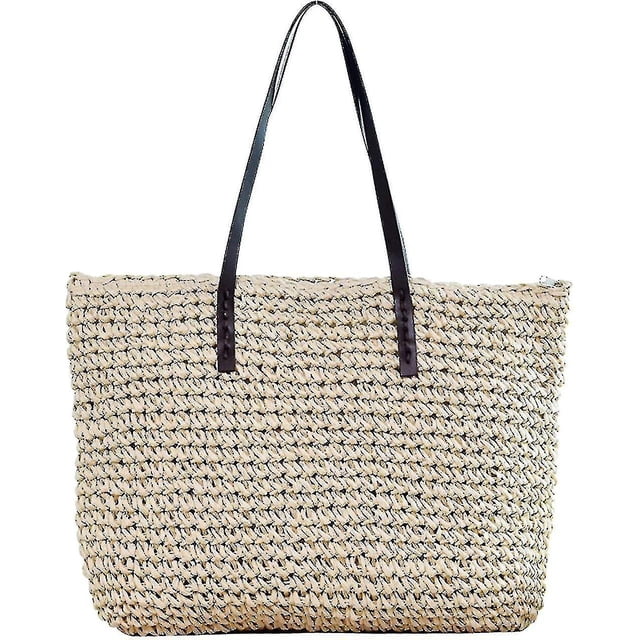 Women Straw Tote Large Beach Handmade Weaving Shoulder Bag Purse Straw Handbag
