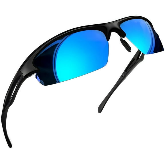 Joopin Sport Sunglasses UV400 Protection Wrap Around Sun Glasses Shades for Men Women(Mirrored Blue)