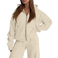 thumbnail image 5 of Evdexr Women's Sweatsuits 2 Piece Outfits Zip Up Long Sleeve Hooded & Sweatpant Hoodies Outfits 2026 Fall Baggy Workout Lounge Lounge Set with Pockets L, 5 of 6