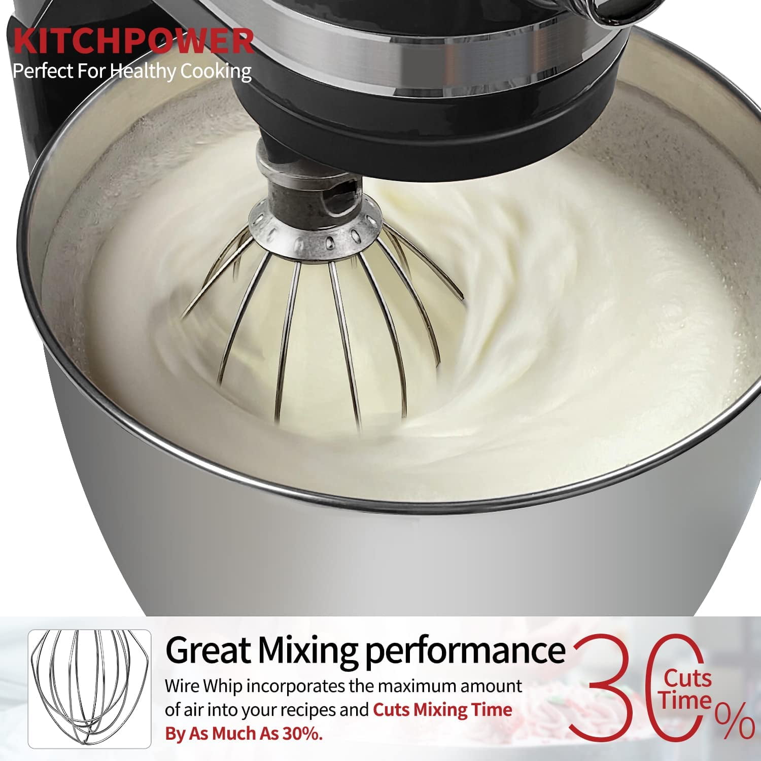 Kitchenaid - Fouet Blanc Neige - 6 Fils - 9704329 - K45ww
