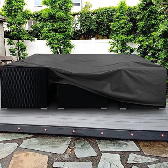 Impermeable para Juego de Muebles Patio, Fundas Resistentes Sofá Seccional Exterior, Mesa Mimbre y RatáN XL