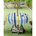thumbnail image 3 of Outdoor Tablecloth Geometric Stripes Round Patio Tablecloths 60 Inch, Waterproof Outside Table Cloths with Umbrella Hole and Zipper, Yellow Blue Summer Table Cover for Outdoor Tables Garden, 3 of 6