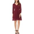 thumbnail image 3 of INSPIRE CHIC Women's Solid Cute V Neck Half Sleeve Flowy a-Line Chiffon Dress L Fuchsia, 3 of 8
