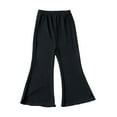 thumbnail image 2 of uublik Girls Bell Bottom Pants 2-10 Years Flare Wide Leg Sweatpants Elastic Waist Yoga Pants for Kids Sweats Black, 2 of 3