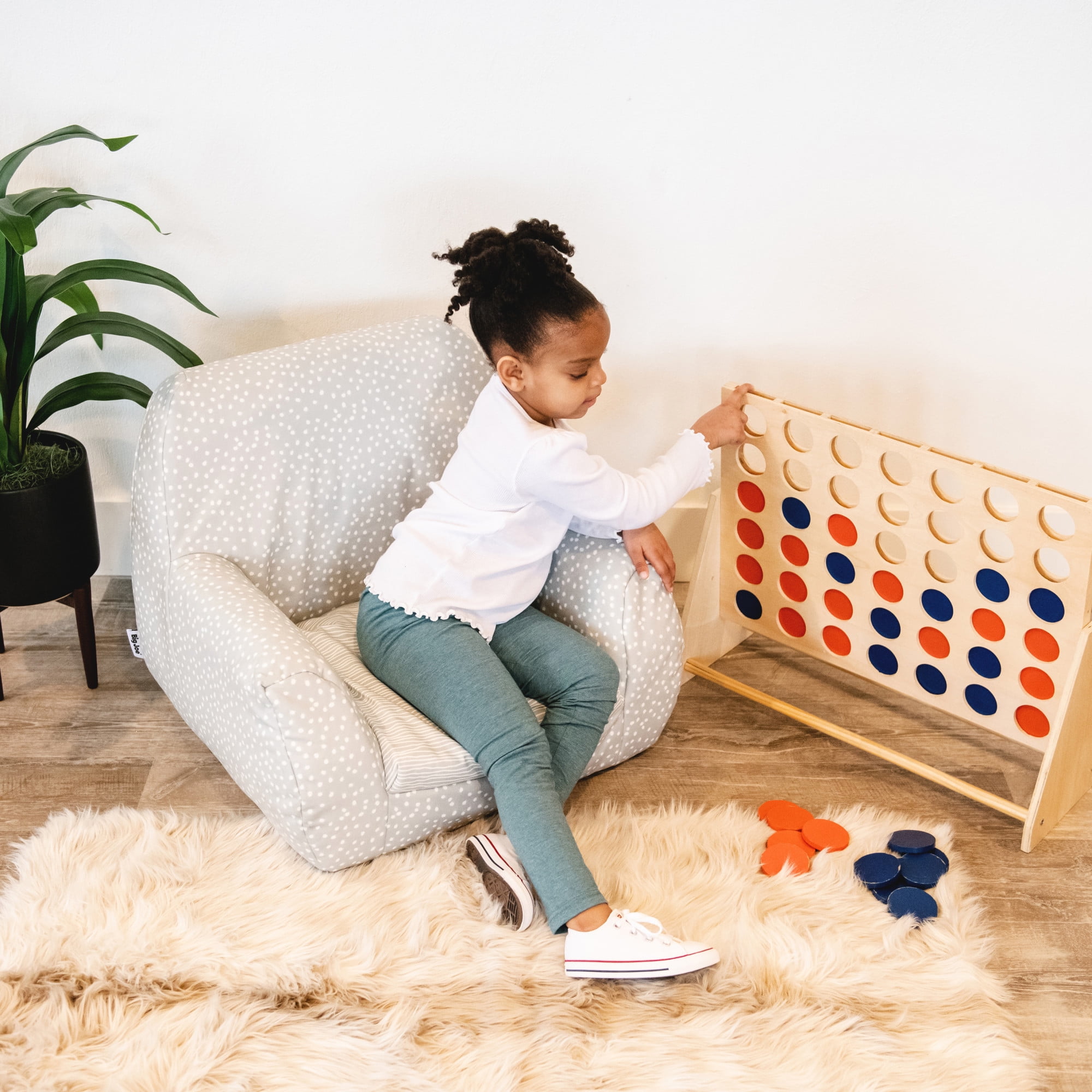 Big Joe Mid Mod Lightweight Molded Structured Chair, Frolic Wonderland Lenox, Durable Woven Polyester, 2 feet