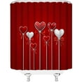 thumbnail image 4 of Red Heart Shower Curtain Valentine''s Day Love Heart Diamond Bow Romantic Theme Valentines Couple Sweet Wedding Modern Fashion Bathroom Curtains with Hooks, 4 of 6