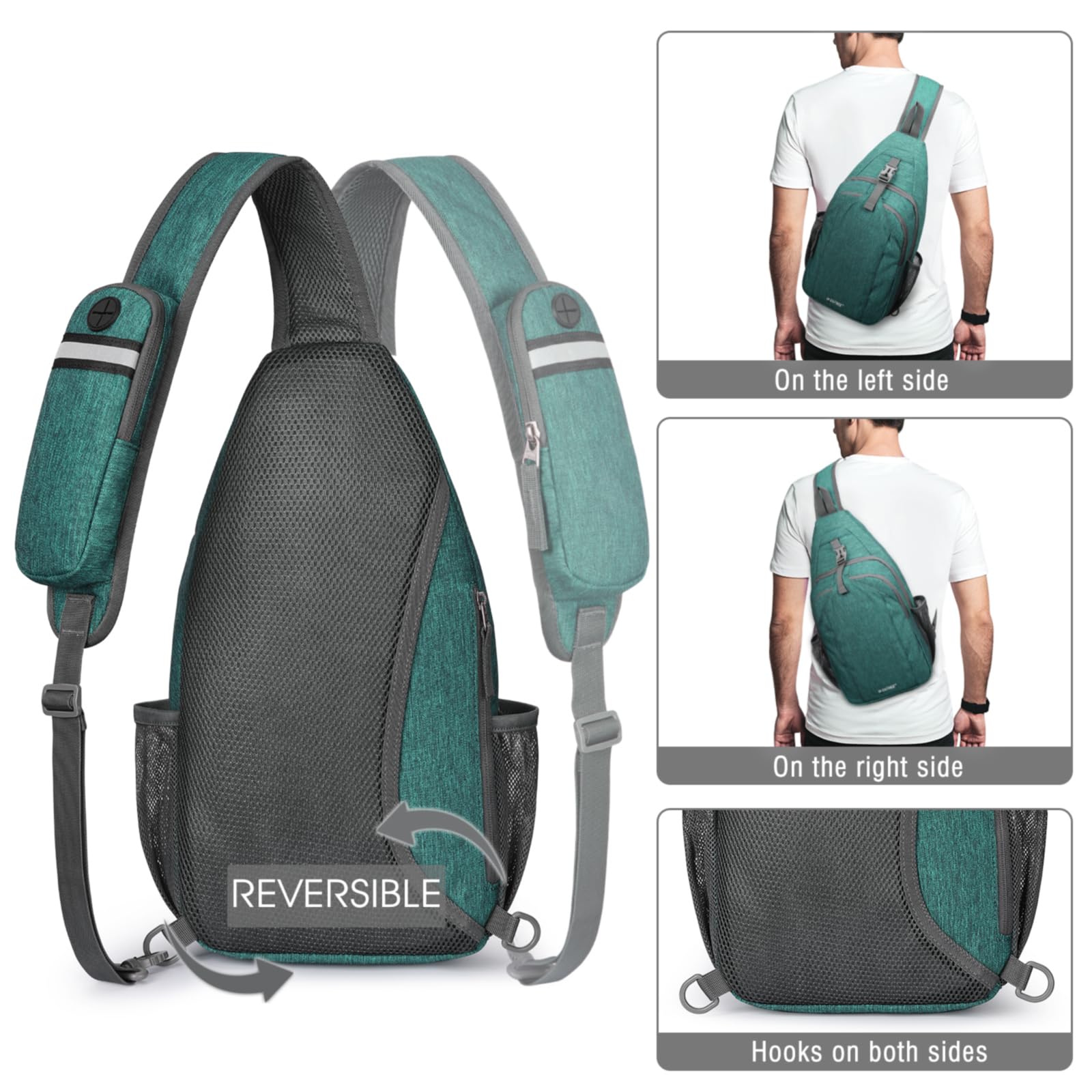 G4Free Sling Bag RFID Blocking Sling Backpack Crossbody Chest Bag Daypack for Hiking Travel