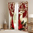 thumbnail image 3 of jejeloiu Christmas Deer Black Out Curtains,Vintage Flower Floral Curtains Pack of 2 (42x63 Each),Red Gold Xmas Bedroom Curtains,Microfiber Bedroom Decor, 3 of 6