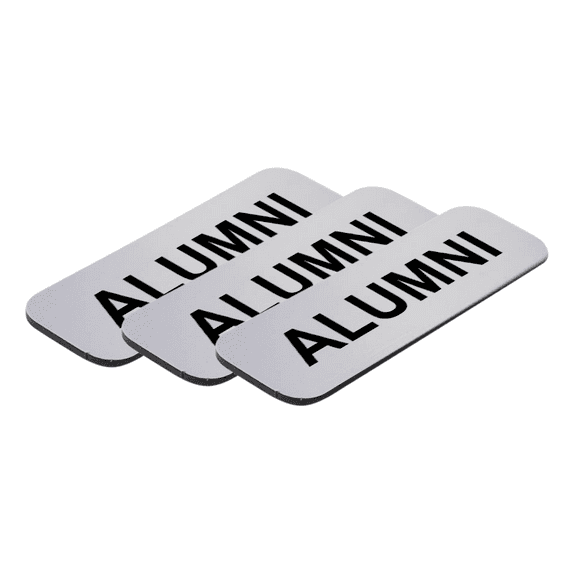 Alumni 1 x 3" Name Tag/Badge, Silver, (3 Pack)