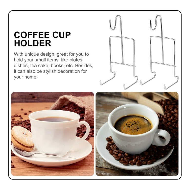 4 Pcs Coffee Cup Holder Display Cabinet Stand Shelf Gold Mug