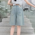 thumbnail image 3 of OGLCCG Jean Shorts for Girls Y2k Baggy Elastic Waisted Cute Hearts Embroidery Summer Teens Denim Shorts Wide Leg Bermuda Shorts Size 5-15, 3 of 8