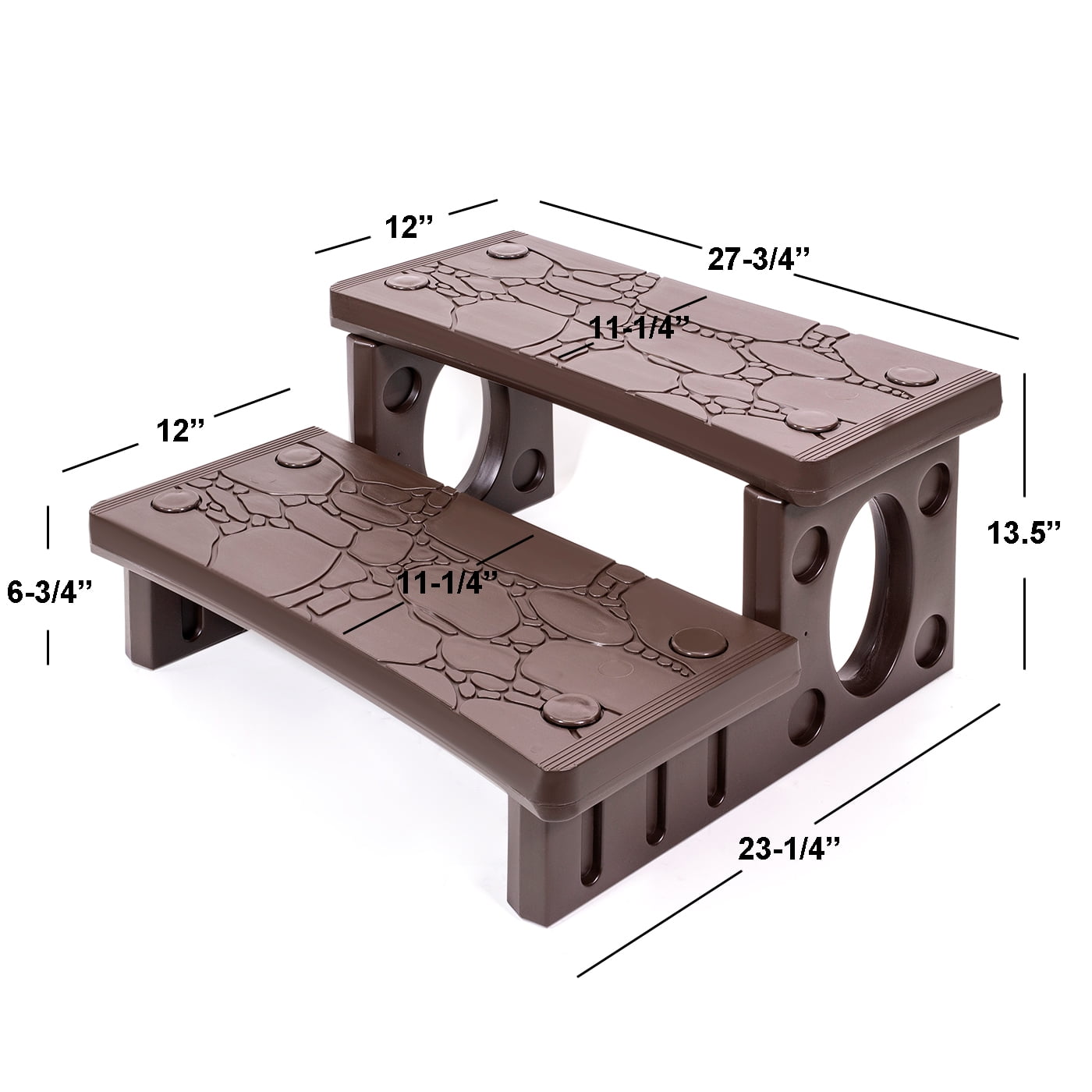 XtremepowerUS Spa Step Hot Tub Step Universal Camper Deck - Anti-Slip - 2 Step Brown
