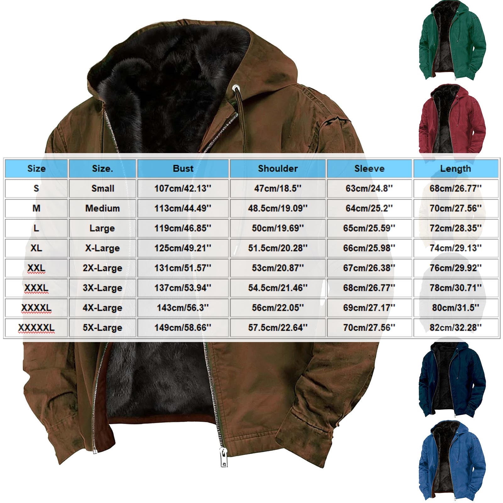 oelaio Cargo Jacket for Men Winter Heavyweight Fleece Sherpa Lined Warm Sweatshirt Big and Tall Zip Up Hoodie Jackets Blue S