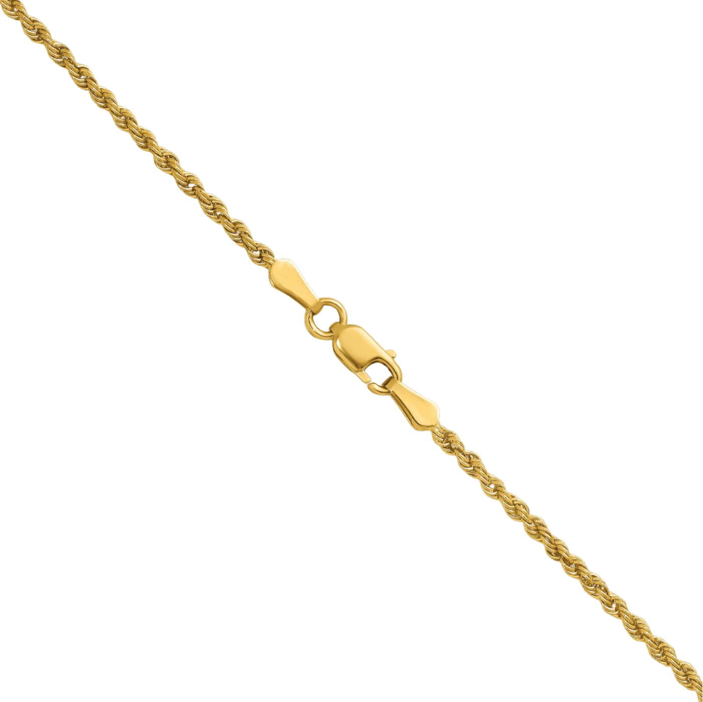 18K Solid Yellow Gold 1.3mm Rope Chain Twisted Link Necklace