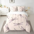 thumbnail image 2 of YST Cadeaux Libellule pour Femmes, Ensemble de Literie 7 Pcs pour Filles, Libellules Roses Aquarelle Lit en Sac, Ensemble de Draps Animaux Volants Chics, Ensemble de Literie Style Simple, Très Grand, 2 of 5