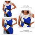 thumbnail image 3 of Camiseta sin mangas con cuello redondo para mujer, chaleco sin mangas de verano con patrón geométrico empalmado de encaje para uso diario, 3 of 6