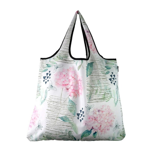 YaYbag JUMBO Size, Fashionable Reusable Shopping Bags, Reusable Grocery Bags, Reusable Produce Bags, Washable Reusable Bags, Foldable Reusable Bags, 55 lbs Heavy Duty Polyester, Pink Hydrangea