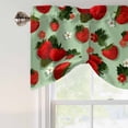 thumbnail image 5 of Tie Up Valances for Windows, Sage Green Strawberry Adjustable Valance Curtains Window Treatment for Living Room, Spring Floral Watercolor Summer Botanical Rod Pocket Kitchen Curtains 42x18 Inch, 5 of 9
