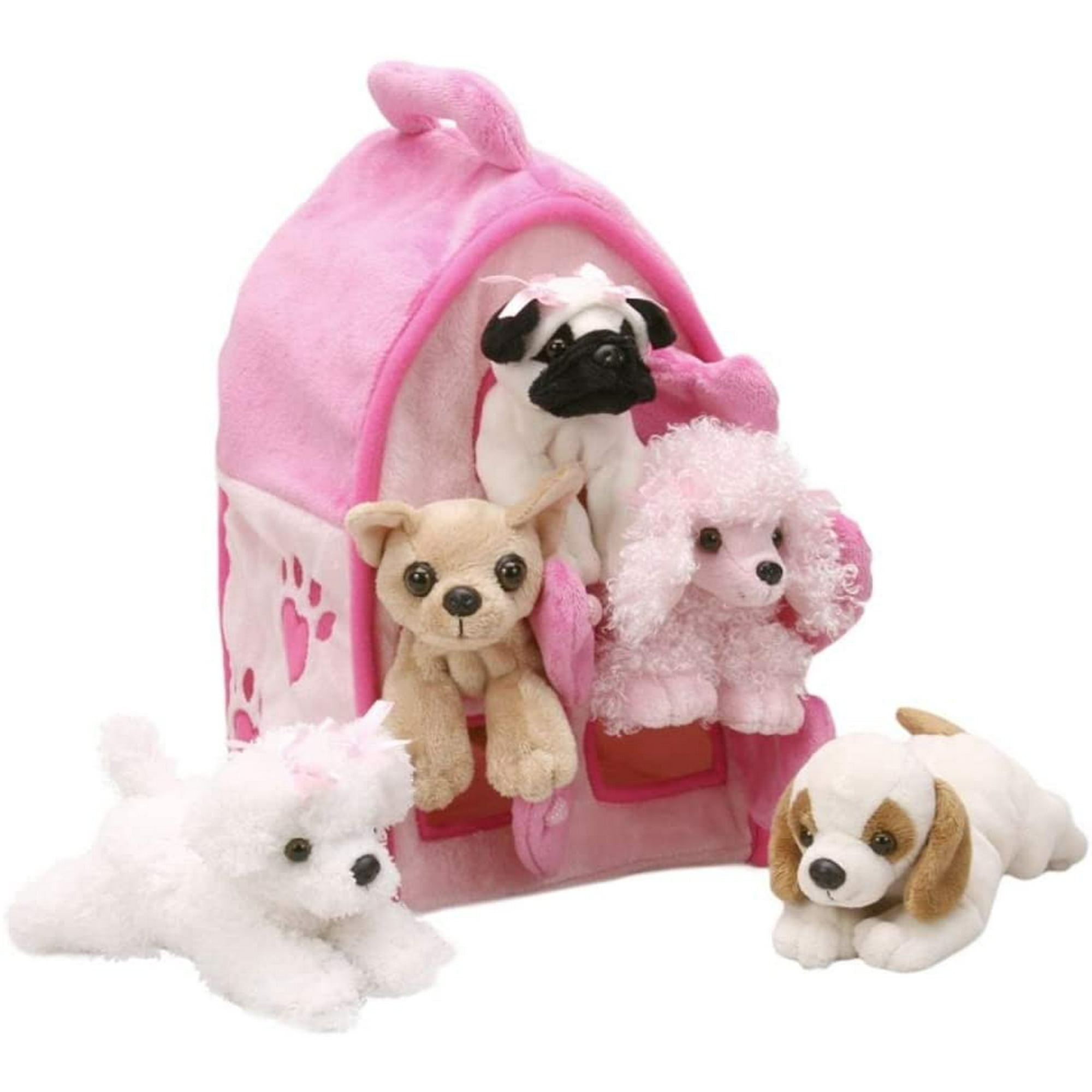 Plush Pink Dog House with Dogs - Five (5) Stuffed Animal Dogs in Pink Play  Dog House Case | Walmart Canada