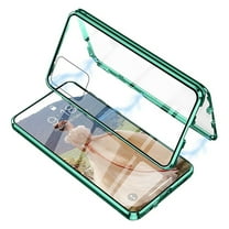 Dteck Magnetic Case for Samsung Galaxy S22 Ultra 6.8 inch Magnetic Adsorption Double-Sided Tempered Glass Screen Protector Metal Bumper Full Body Rugged Case, Green