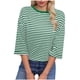 thumbnail image 1 of Tops Y Blusas de Manga 3/4 de Mujer Tops de Verano de Manga 3/4 de Mujer Moda Casual Raya Cuello Redondo 3/4 de Manga Blusas Camisas Top, 1 of 5