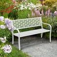 thumbnail image 6 of Ktaxon Outdoor Bench, Mental Bench with Floral Back, 2-Person Garden Bench for Outside Yard Patio Entryway Park Porch, 800LBS, White, 6 of 8