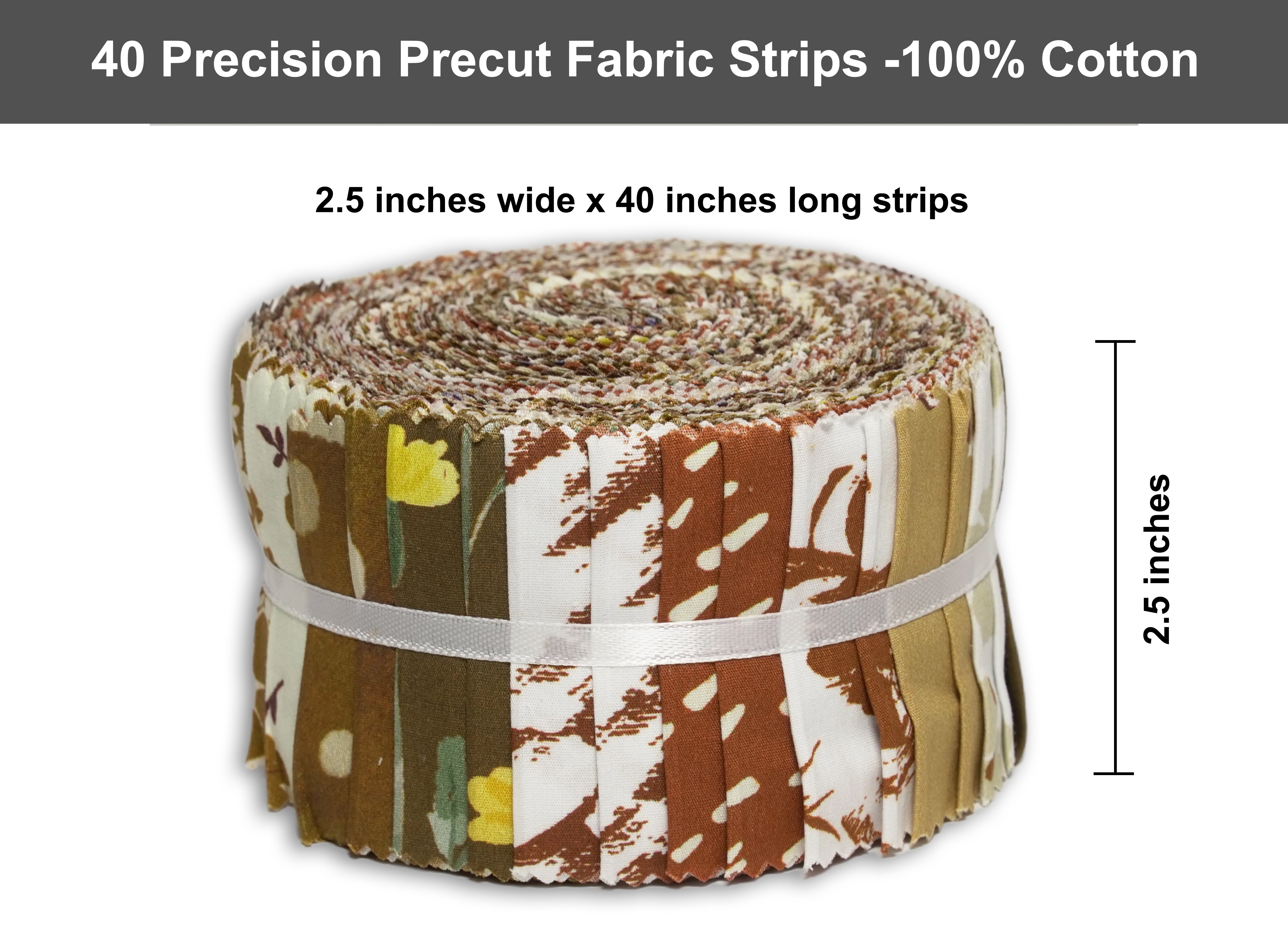 Soimoi 40Pcs Florals Print Cotton Precut Fabrics for Quilting Craft Strips 2.5 x 42 inches Jelly Roll