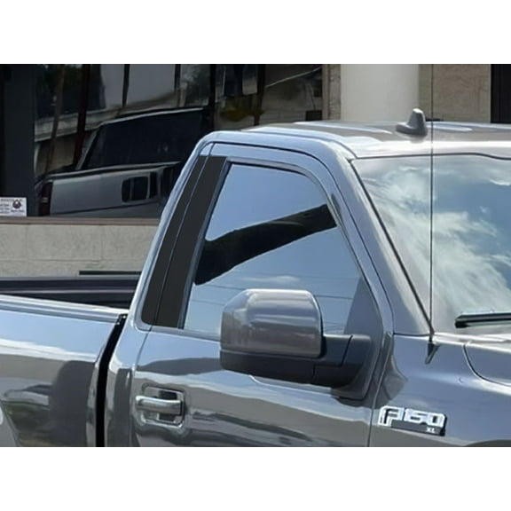 Rvinyl Pillar Post Window Trim Compatible with Ford F-150 2015-2024 (Regular Cab) - Gloss (Black)