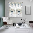 thumbnail image 5 of Blue Flowers Kitchen Curtains Valances and Tiers Set of 3 Leaf Watercolor Wildflowers Plants Botanical Tier Curtains and Valance with Rod Pocket for Small Windows, 27.5"x24", 5 of 9
