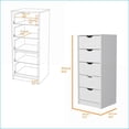 thumbnail image 4 of Dressers White 5 Narrow Drawer Compact Storage | White | Wood, 4 of 5