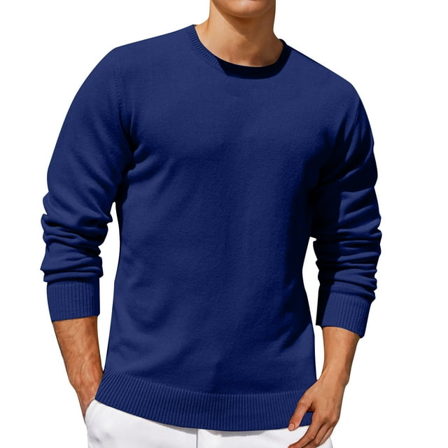 Jalioing Men's Crew Neck Sweaters Casual Basic Long Sleeve Pullover Sweater Fall Winter Solid Color Knit Shirts