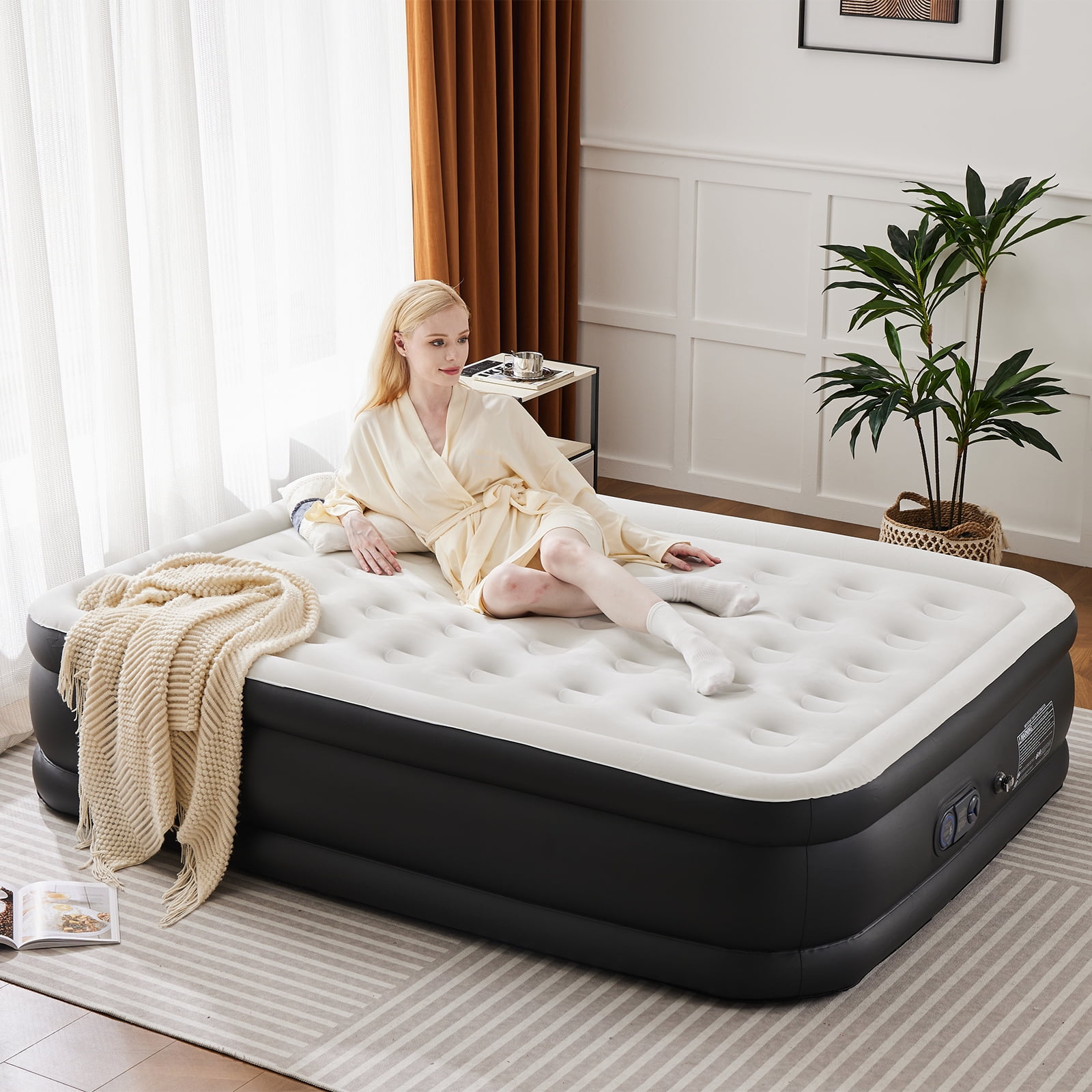 CONCETTA Queen Air Mattress, 18 Inches Adjustable with Built-in High Capacity Pump
