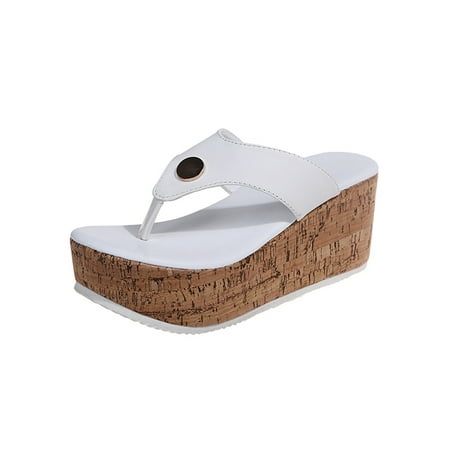 

Sanviglor Womens Sandals Slip On Slides Summer Flip-flops Outdoor Fashion Comfort Casual Shoes Breathable Wedge Slippers White 8