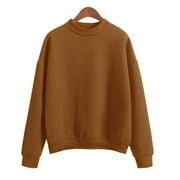 BLVB Women Oversized Sweatshirt Lightweight Long Sleeve Crewneck Tops Solid Color Tee Shirts Fall Pullover Clothes