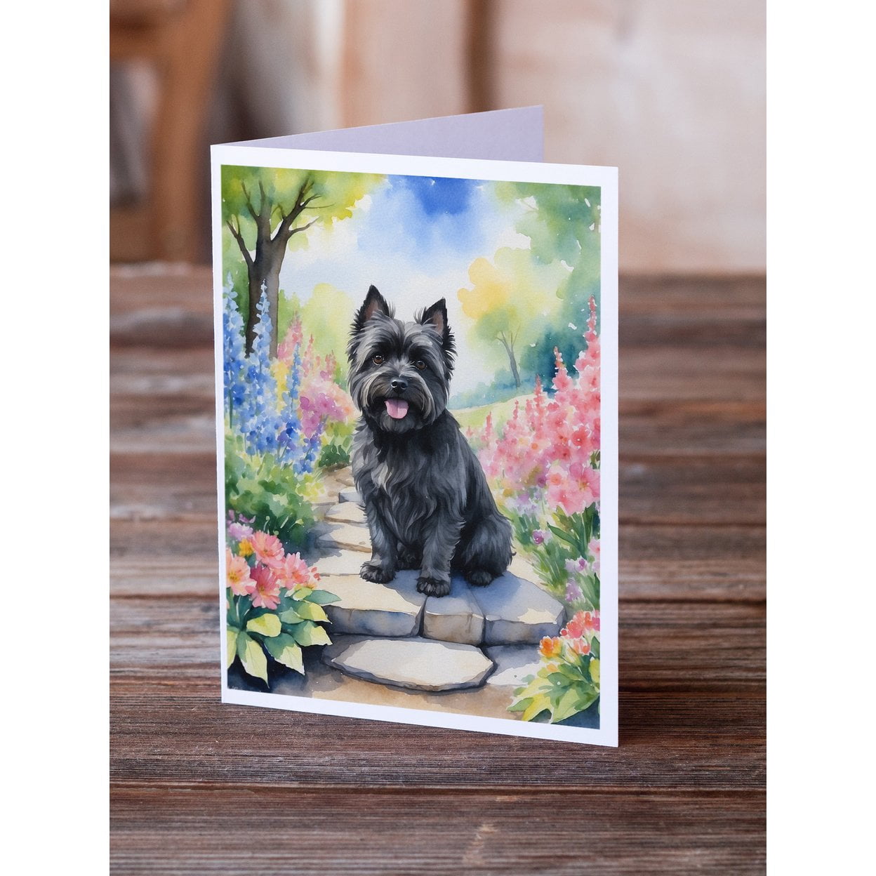 Cairn Terrier Spring Path Greeting Cards Pack of 8 7 in x 5 in
