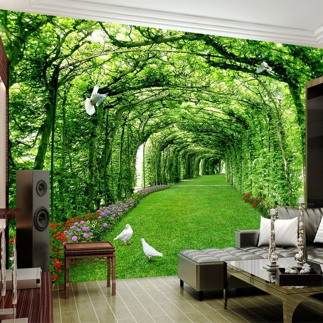 Papier Peint 3D Pelouse de Forêt Verte SKU# WAL0318