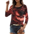 thumbnail image 5 of Halloween Shirts for Women 长袖 2026 Cute Pumpkin Ghost Bat Tunic Blouse Vintage Crew Neck Tops Casual Holiday Shirt Tops Clothes, 5 of 7