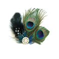thumbnail image 1 of Pinza para el pelo de plumas de pavo real, tocado para fiesta de boda, 2 uds. Verde, 1 of 5