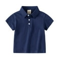 thumbnail image 2 of LIUYUNNN Kids Polo Shirt Boys Short Sleeve Navy Button down Shirt Boys School Uniforms Classic 3-4 Years Boys Clothes Size Boys Girls Four Seasons Outfits, 2 of 3
