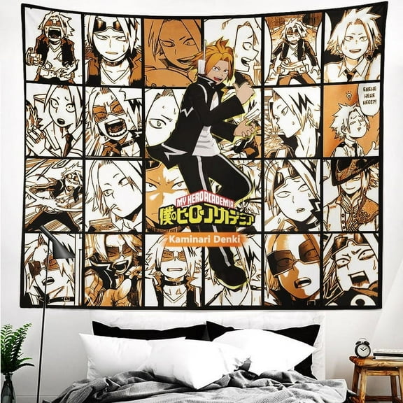 My Hero Academia Kaminari Denki Tapestry Backdrop Background Poster Gift for Bedroom Aesthetics Funny Decor Flag Wall Hanging for Teen Girls 70.9"X59.1"