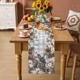 thumbnail image 2 of Grey Rabbits Table Runner - 36 Inch Long Pine Cones Brown Plants Grey Checkered Farmhouse Cotton and Linen Blended Dress Scarves Farmhouse Table Runner for Kitchen Dining, Coffee Table, 13" x 36", 2 of 8