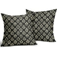 thumbnail image 2 of Set of 2 Black Cream Block Print Pillow Covers 18x18 Inch, Vintage Floral Spring Decorative Throw Pillow Cases Boho Rustic Cushion Covers for Farmhouse Sofa Couch Bed Decor, 2 of 16