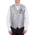 thumbnail image 1 of Men's Solid Fomal Vest, Bow Tie, & Hanky Silver for Tuxedo and Suit, 1 of 1