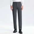thumbnail image 4 of Casual Pants for Men, Pleated Pocket Button Waist Quick-Dry Full Length Pants for Spring Summer, 4 of 9