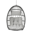 thumbnail image 4 of LEGAHOME Rattan Egg Swing Chair, Outdoor Wicker Hanging Chair with Removable Cushion, Folding Hammock Chair Hanging Basket Chair for Garden Porch Backyard, Light Gray, 4 of 10