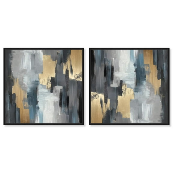 Art Remedy Mancave Art Canvas, 12" x 12", Black Frame, Concrete and Gold I Set