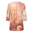 thumbnail image 4 of MaFYtyTPR Women 3/4 Sleeve Shirts Casual Fashion Half Zipper Printed Loose Comfortable T-shirt Spring And Summer 3/4 Sleeved Tops for Women Orange M, 4 of 5