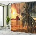 thumbnail image 5 of Ambesonne Tropic Shower Curtain, Coconut Palm Tree Beach, 69"Wx75"L, Orange and Olive Green, 5 of 5
