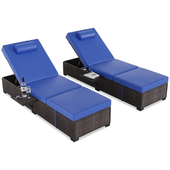 Luku [2 Pack] PE Wicker Patio Chaise Lounge Chairs with Adjustable Backrest - 400lb Capacity Outdoor Poolside Sun Lounge Chairs, Waterproof All-Weather Resin Wicker Patio Furniture